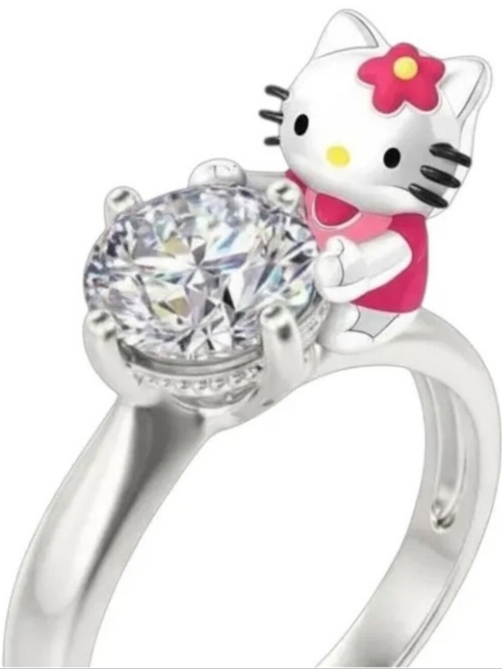 EXCLUSIVE - Hello Kitty Officially Licensed 925 Sterling Silver & CZ Ring (Sz 8) - Picture 3 of 9